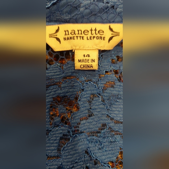 Nanette Lepore Blue Lace Long Sleeve Dress - Picture 6 of 6